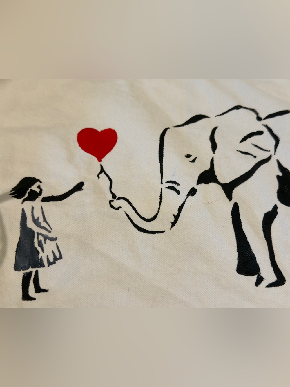 Women's Cream Cropped Denim Jacket w/ purple Leopard, elephant. Hand painted.